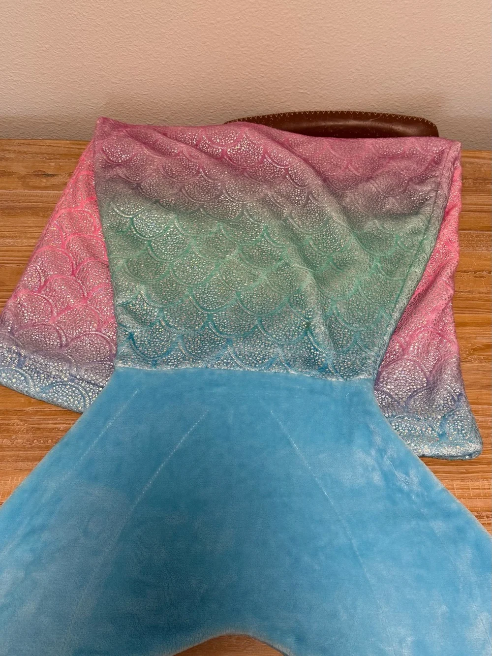 Justice Girls Mermaid Tail Blanket Soft Plush Pink, Teal & Blue